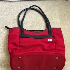 Red Tote Bag with Black Accents